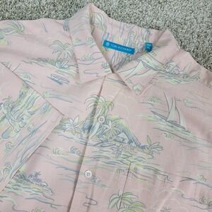 Tori Richard Mens XL Pink AOP Floral Island Hawaiian Short Sleeve Silk